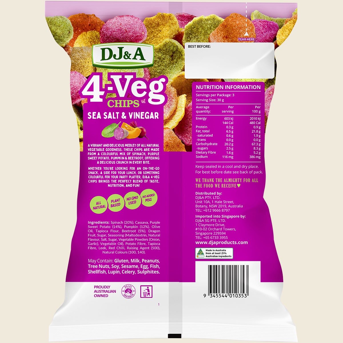 DJ&A 4-VEG Chips Salt & Vinegar 5x90g