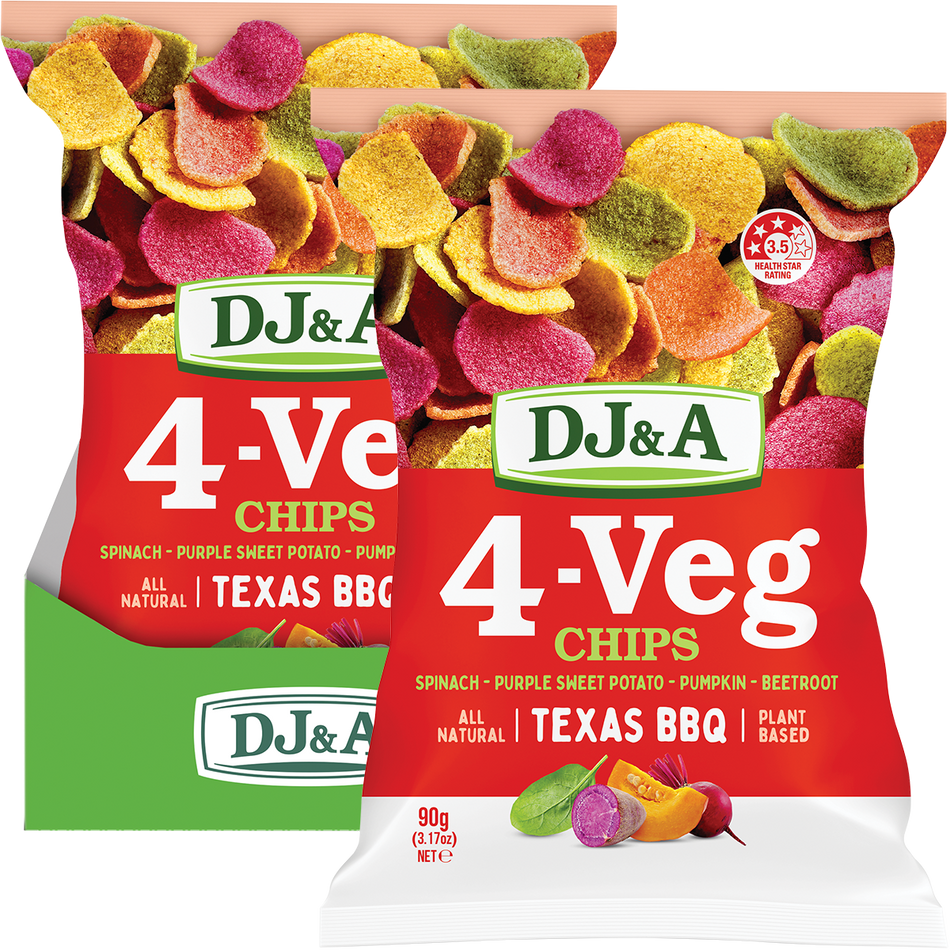 DJ&A 4-Veg Chips Texas BBQ 90g x 5 Pack