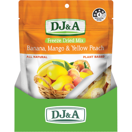 DJ&A Freeze Dried Banana, Mango & Yellow Peach 45g x 10 Pack