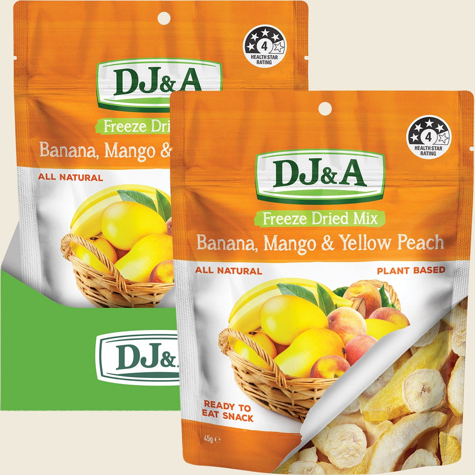DJ&A Freeze Dried Banana, Mango & Yellow Peach 10x45g