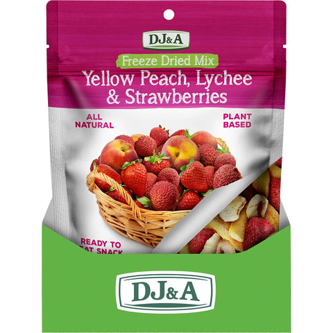 DJ&A Freeze Dried Yellow Peach, Lychee & Strawberries 10x35g
