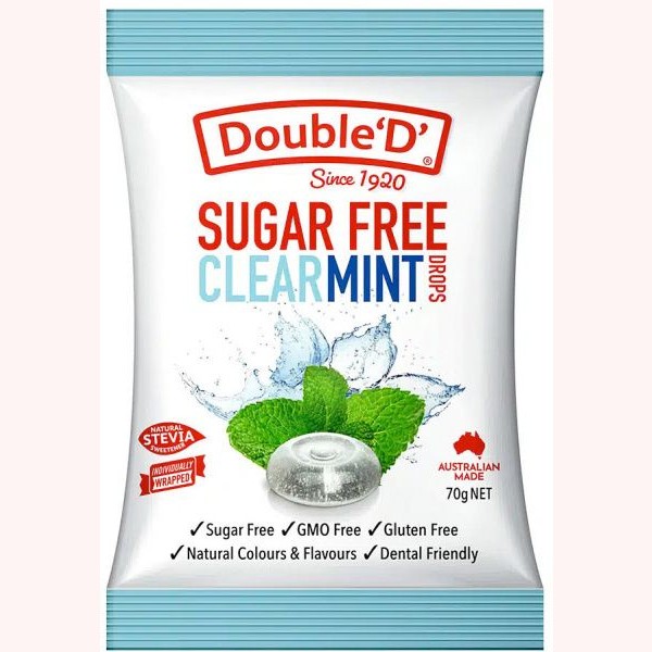Double D Sugar Free Clear Mint Drops 70g