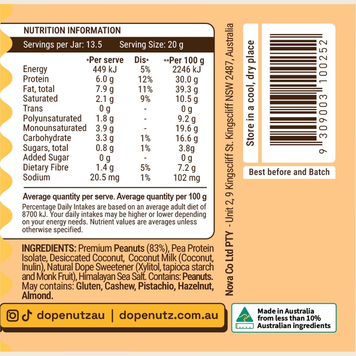 Dope Nutz Peanut Butter Coconut Creme Brulee 325g