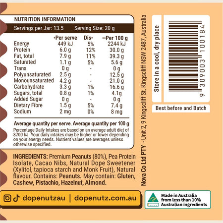 Dope Nutz Peanut Butter Choc Crunch 325g