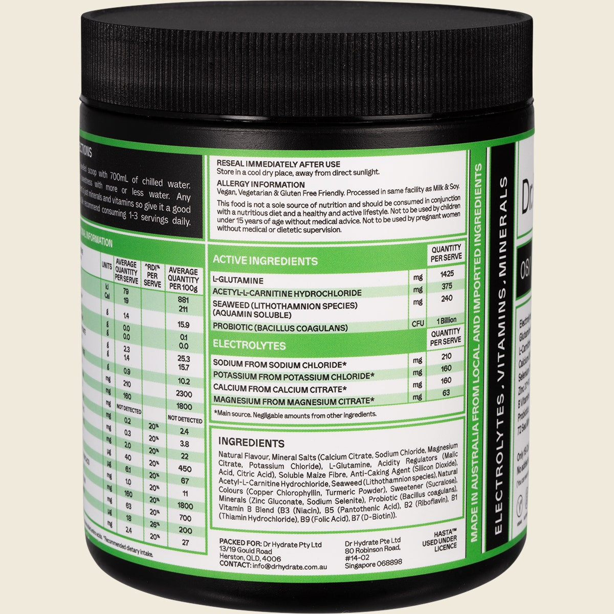 Dr. Hydrate All-In-One Hydration Drink Hasta Cert Green Apple 270g