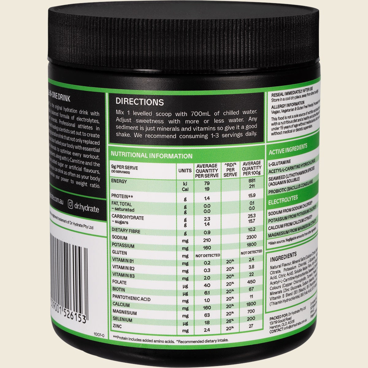 Dr. Hydrate All-In-One Hydration Drink Hasta Cert Green Apple 270g