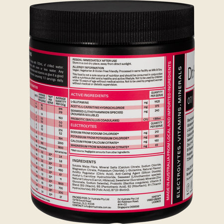 Dr. Hydrate All-In-One Hydration Drink Hasta Cert Raspberry 270g