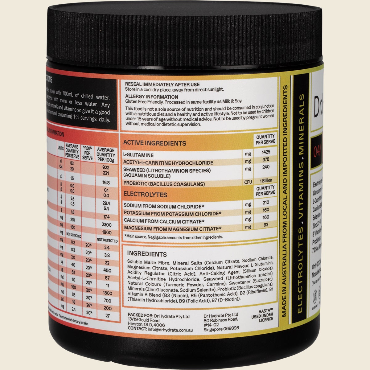 Dr. Hydrate All-In-One Hydration Drink Hasta Cert Strawberry Kiwi 270g