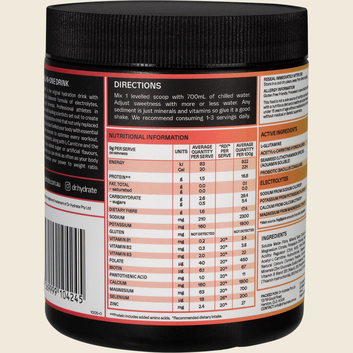Dr. Hydrate All-In-One Hydration Drink Hasta Cert Strawberry Kiwi 270g