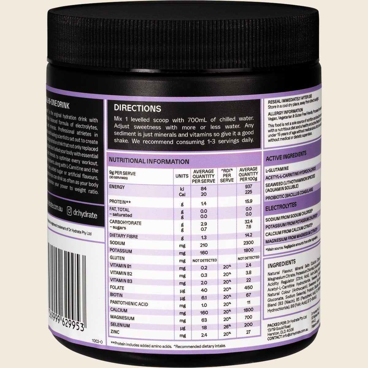 Dr. Hydrate All-In-One Hydration Drink Hasta Cert Grape 270g