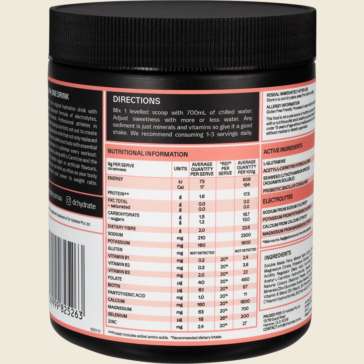 Dr. Hydrate All-In-One Hydration Drink Hasta Cert Watermelon 270g