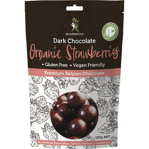 DR SUPERFOODS Strawberries Organic - Dark Chocolate 125g