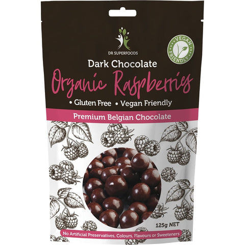 DR SUPERFOODS Raspberries Organic - Dark Chocolate 125g