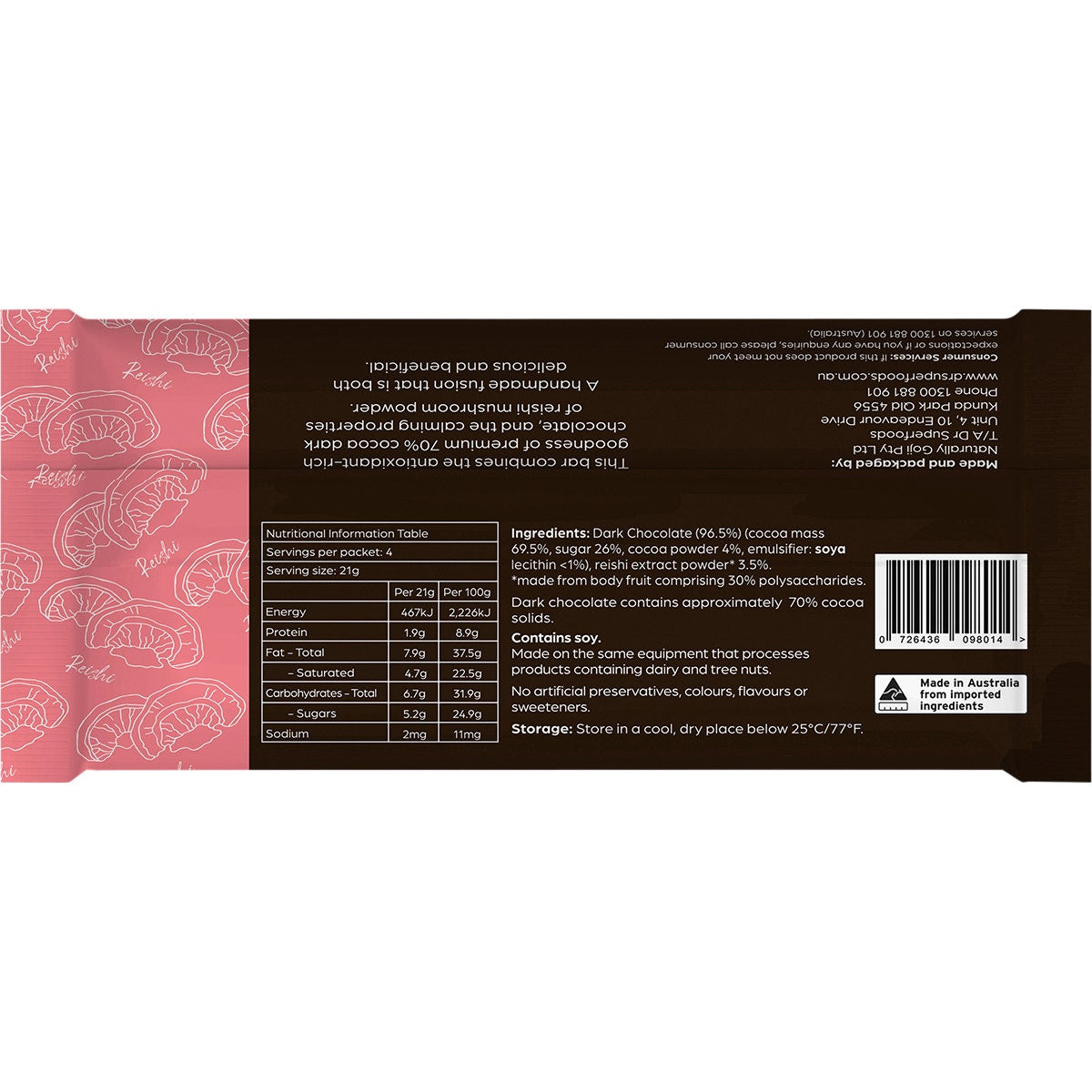 Dr Superfoods Dark Chocolate Bar Calm & Restful 12x85g
