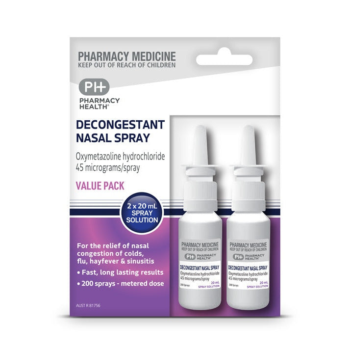 Pharmacy Health Decongestant Nasal Spray Value Pack 2x20ML