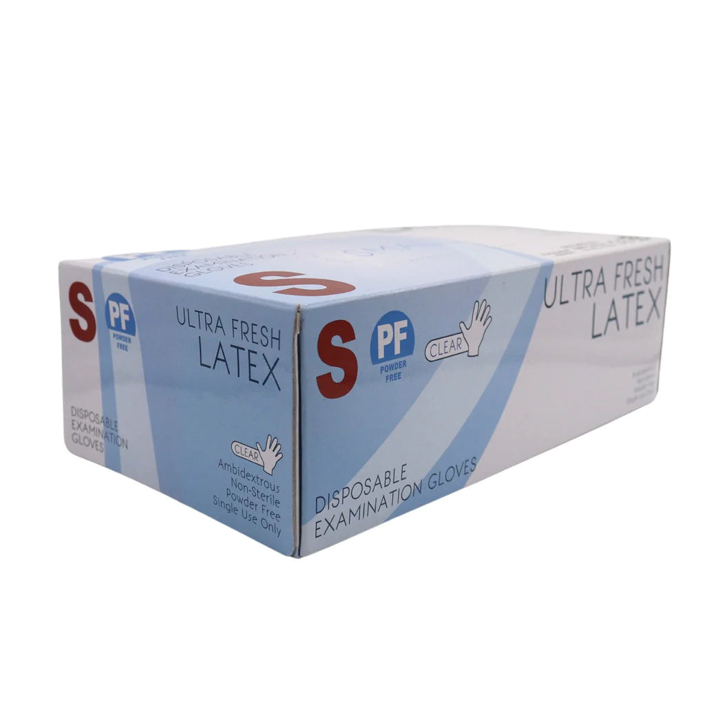 Ultra Fresh Latex Gloves White PF Small