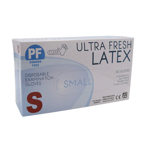 Ultra Fresh Latex Gloves White PF Small