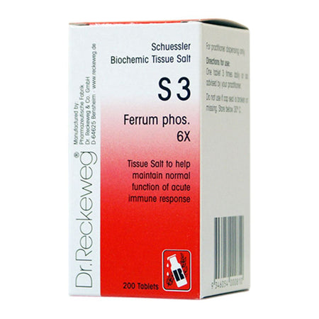 Dr. Reckeweg Schuessler BioChemic Tissue Salt S3 Ferrum phos. 6X 200t