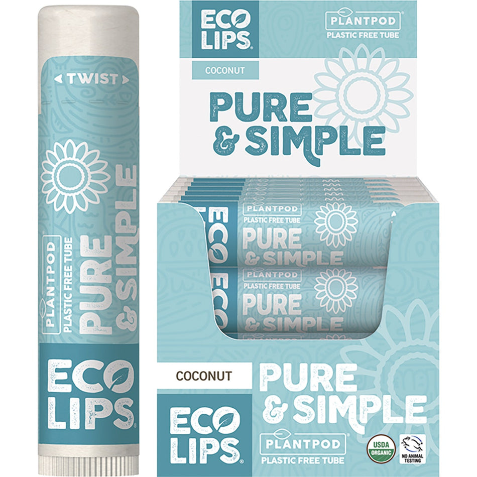 ECO LIPS Lip Balm Pure & Simple - Coconut 4.25g 24PK