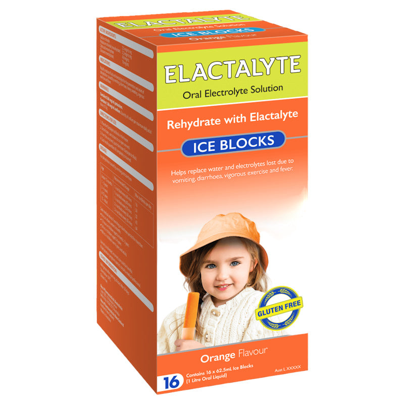Elactalyte Electrolyte Ice Blocks Oranges 16 Pack