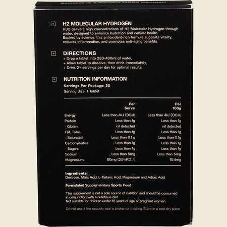 Elmnt H2 Molecular Hydrogen Water Tablets Natural 30pk