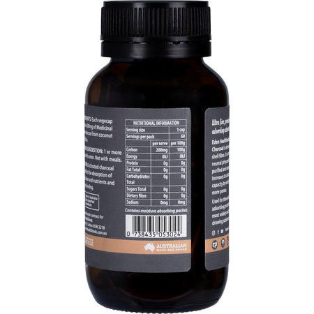 Eden Healthfoods Activated Charcoal Steam Activated Charcoal Powder 60 Caps