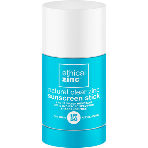ETHICAL ZINC Natural Clear Zinc Sunscreen Stick SPF 50 50g