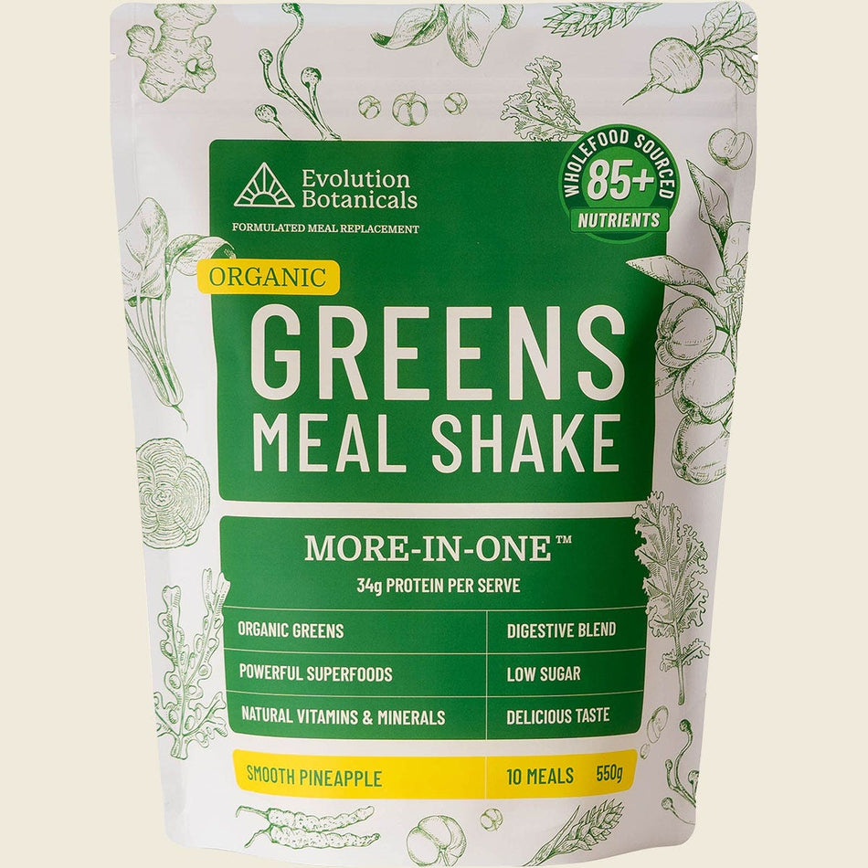 Evolution Botanicals Organic Greens Meal Shake Smooth Pineapple 550g