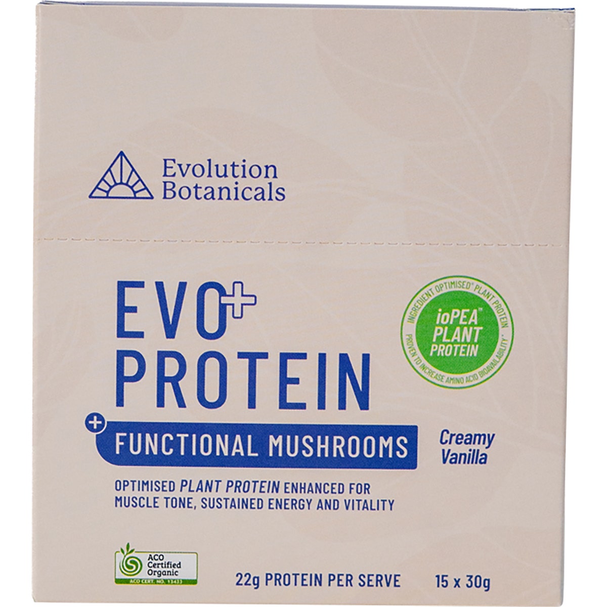 Evolution Botanicals EVO+ Protein Functional Mushrooms Creamy Vanilla 15x30g