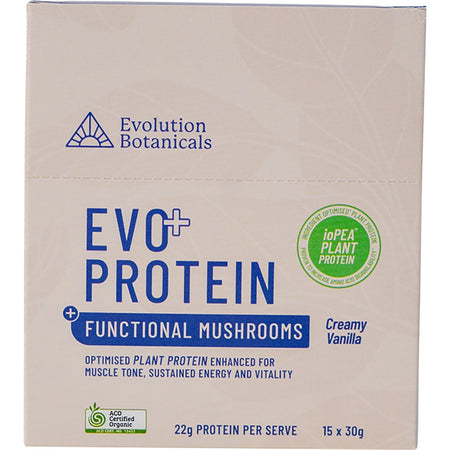 Evolution Botanicals EVO+ Protein Functional Mushrooms Creamy Vanilla 15x30g