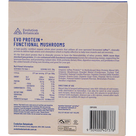 Evolution Botanicals EVO+ Protein Functional Mushrooms Creamy Vanilla 15x30g