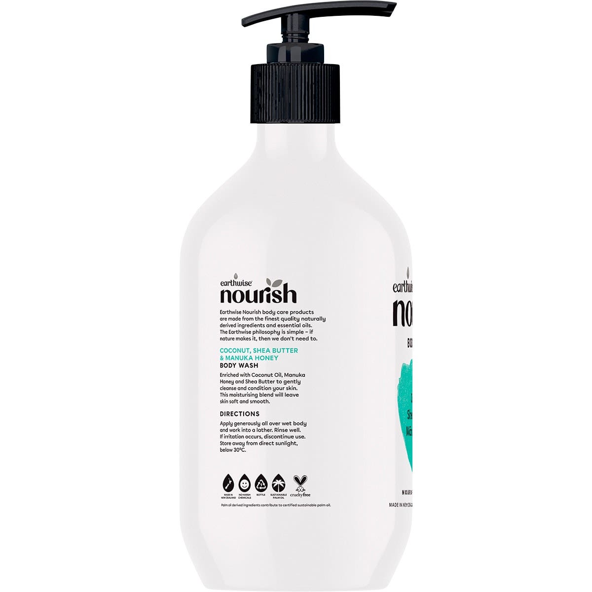 EARTHWISE NOURISH Body Wash Coconut, Shea Butter & Manuka Honey 1L