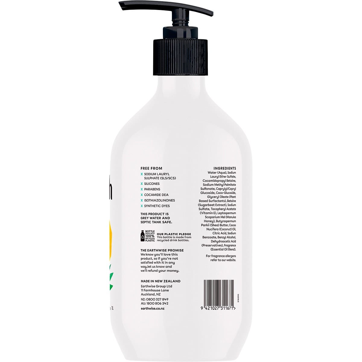 EARTHWISE NOURISH Body Wash Coconut, Shea Butter & Manuka Honey 1L