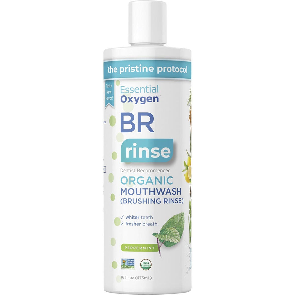 ESSENTIAL OXYGEN Toothpaste/Mouthwash Brushing Rinse - Peppermint 473ml