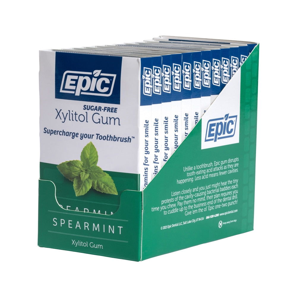 Epic Xylitol Sugar-Free Gum Spearmint 12 Piece Blister Pack x 12 Pack