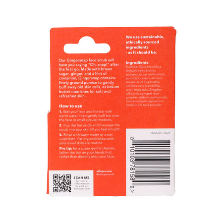 Ethique Bar Face Scrub Solid Gingersnap For All Skin Types 15g