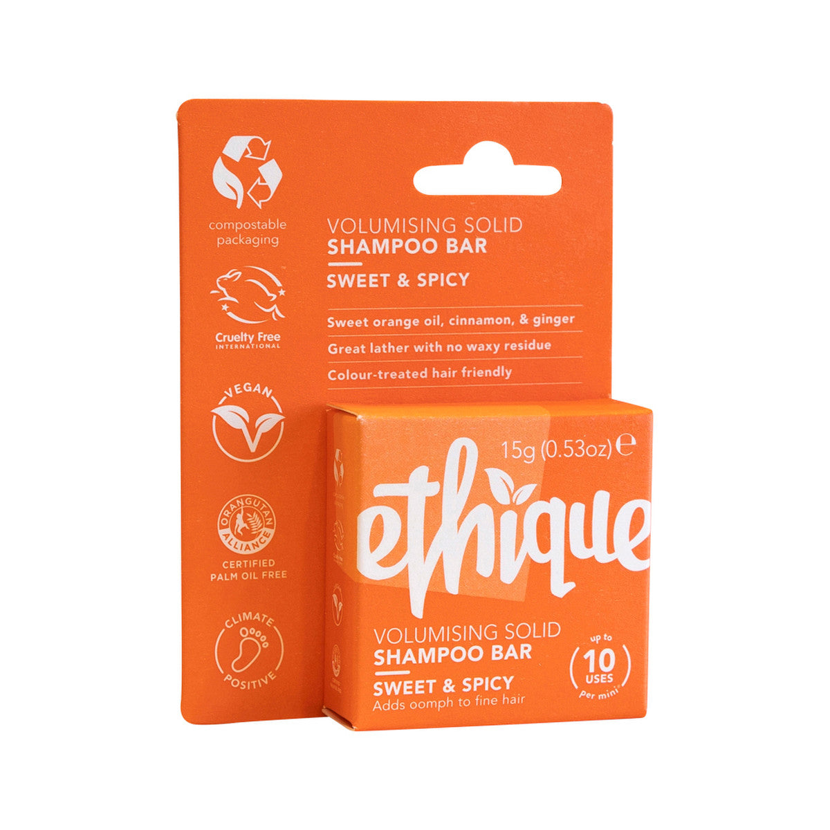 Ethique Bar Shampoo Volumising Solid Sweet & Spicy Adds Oomph To Fine Hair 15g