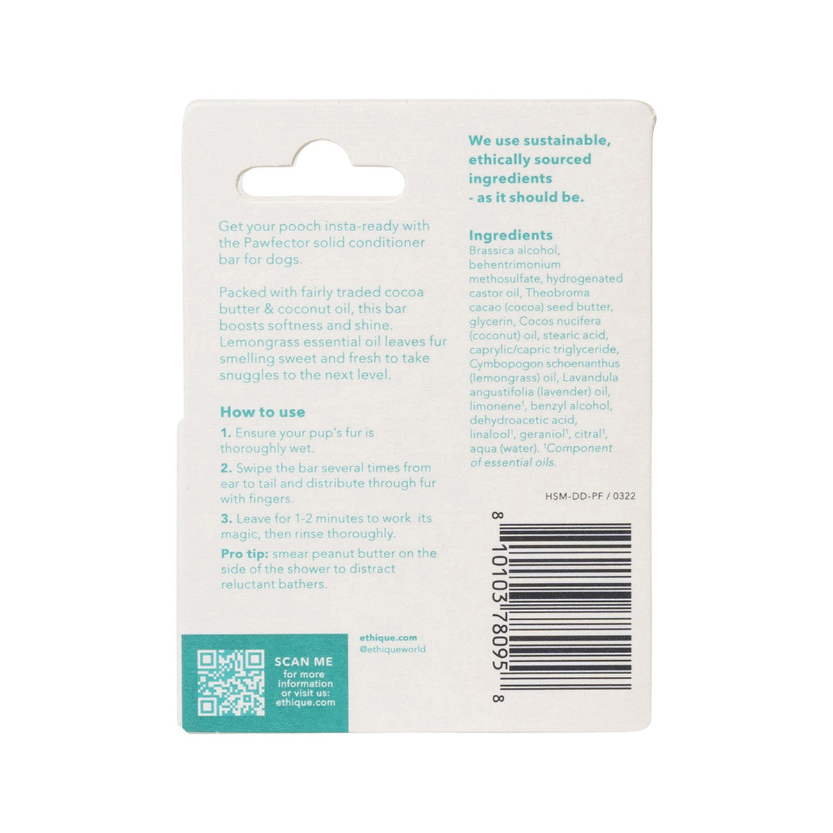 Ethique Dog Bar Conditioner Solid Pawfector 15g