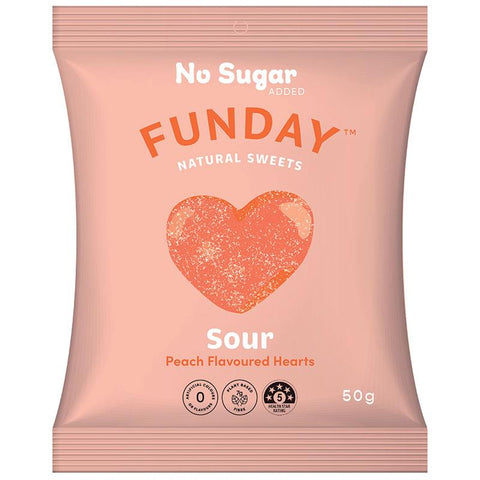 Funday Sour Peach Flavoured Hearts 50g