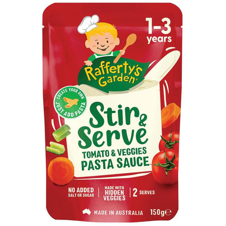Raffertys Garden Stir & Serve Tomato & Veggies Toddler Pasta Sauce 1-3 Years 150g Pack of 6