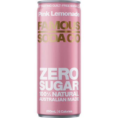 Famous Zero Sugar Soda Pink Lemonade 4x250ml