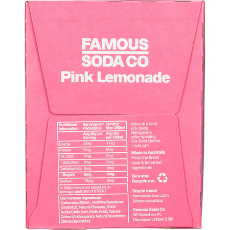 Famous Zero Sugar Soda Pink Lemonade 4x250ml