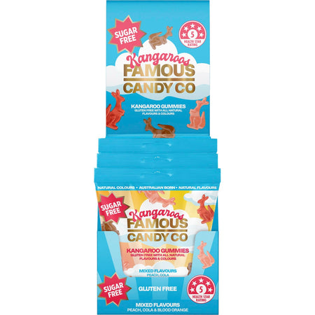 Famous Sugar Free Candy Kangaroo Gummies Mixed Flavours 10x50g