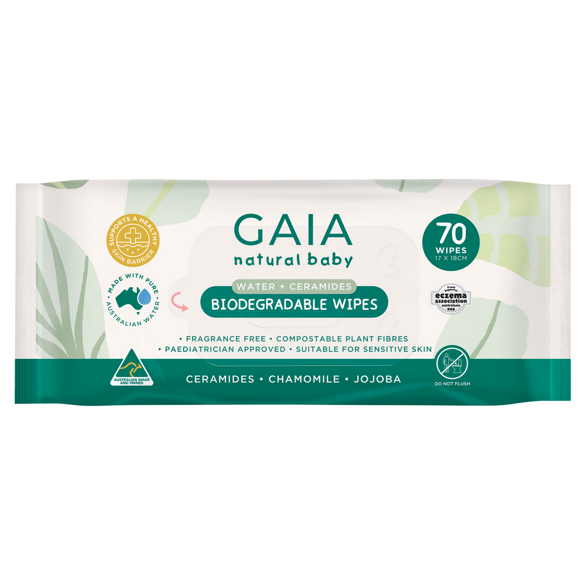 GAIA Biodegradable Water Wipes 70 Pack