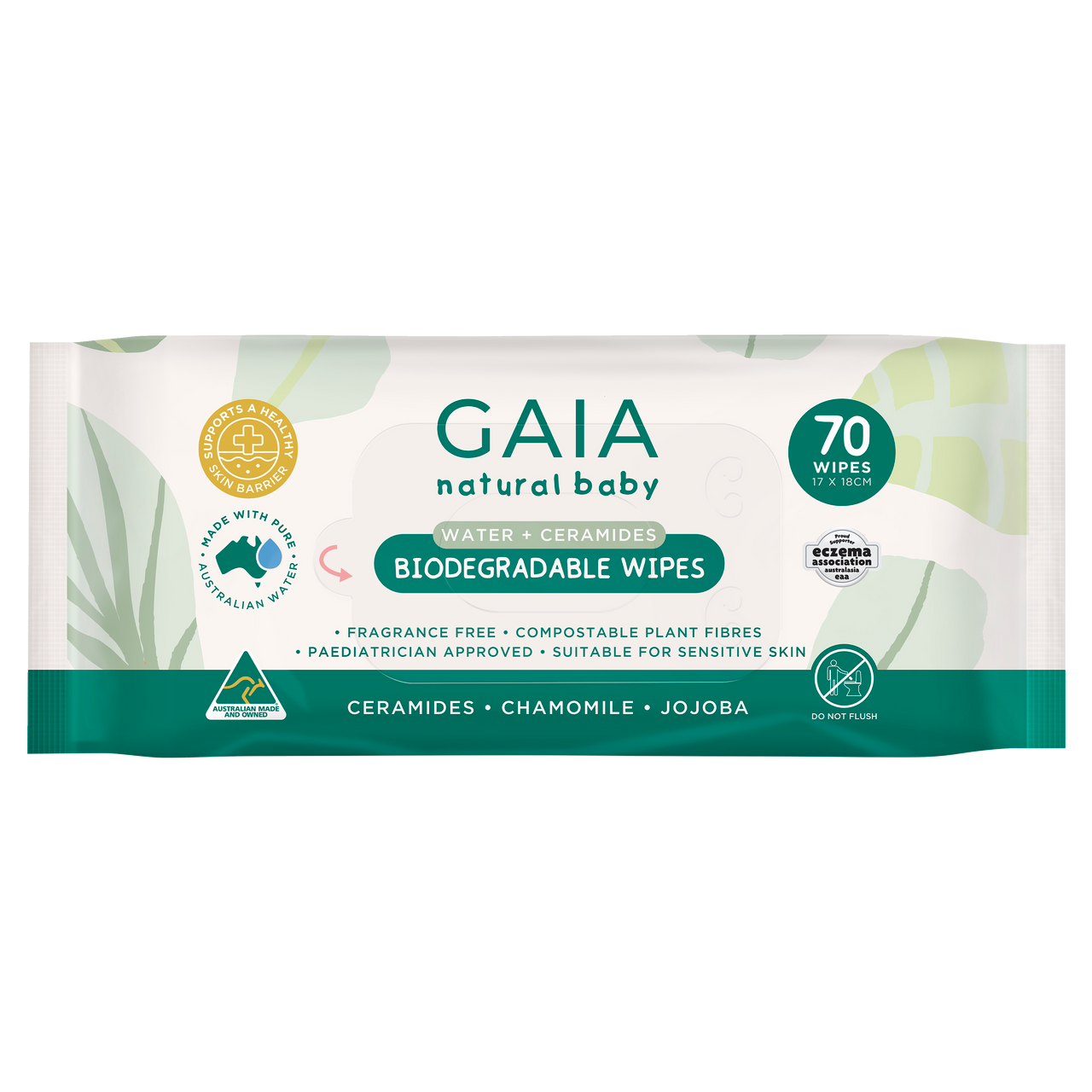 GAIA Biodegradable Water Wipes 70 Pack