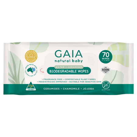GAIA Biodegradable Water Wipes 70 Pack