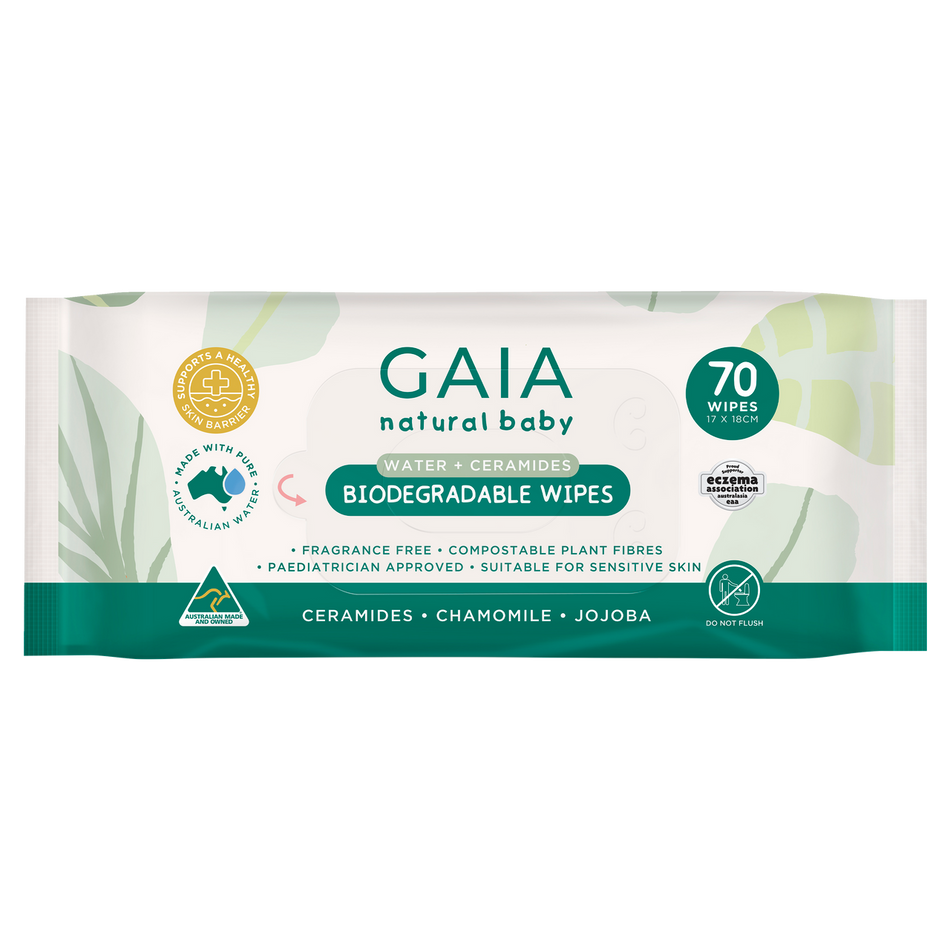 GAIA Biodegradable Water Wipes 70 Pack