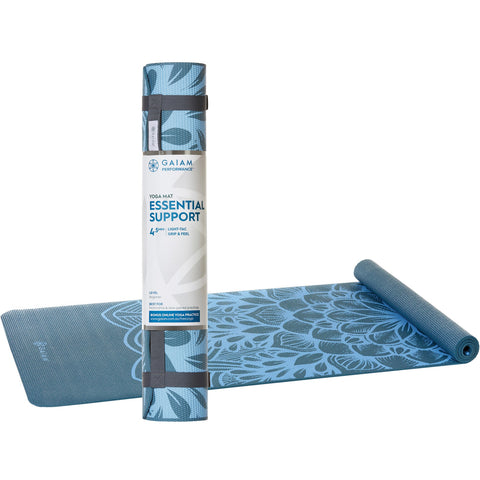 GAIAM Yoga Mat Essential Support 4.5mm Blue Flower 61cm x 173cm 1
