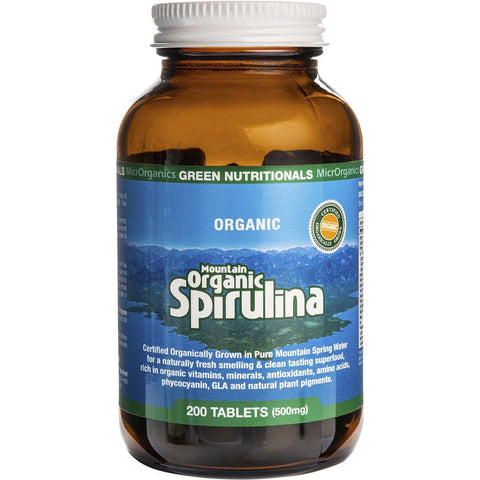 Green Nutritionals Mountain Organic Spirulina Tablets (500mg) 200