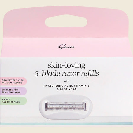 Gem Skin-Loving 5-Blade Razor Refills 4pk